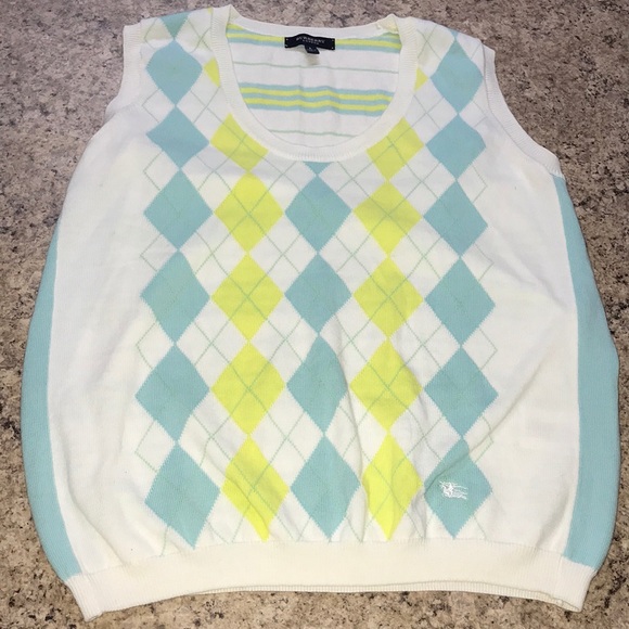 Burberry Sweaters - Burberry Argyle Sweater Vest Size Large Golf EUC